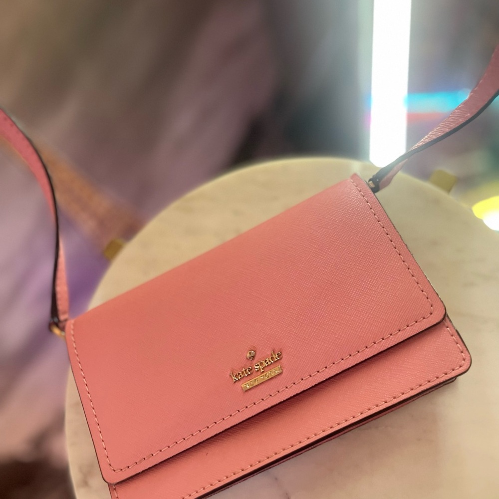 Bright pink bubble gum Kate spade mini crossbody purse